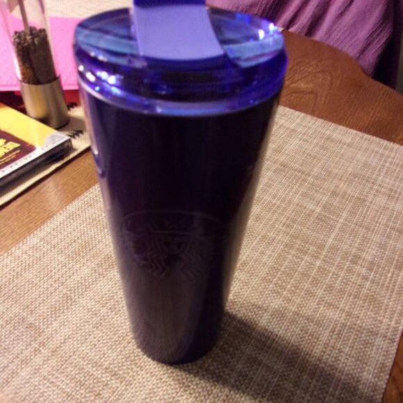 STARBUCKS TUMBLER cup 16oz Blue Metallic Stainless Steel SS Insulated travel - Picture 5 of 5